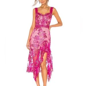 Bronx and Banco Eva Midi Dress in Fuchsia - Size XS